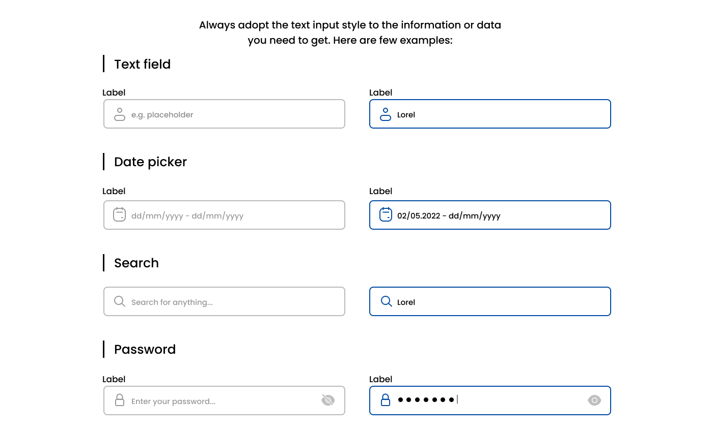 TEXT FIELDS TYPES